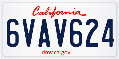 CA license plate 6VAV624