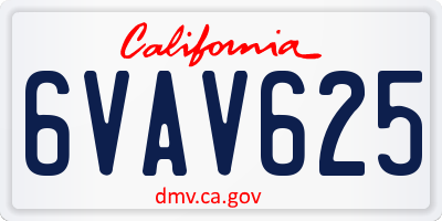 CA license plate 6VAV625