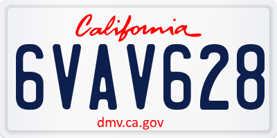 CA license plate 6VAV628