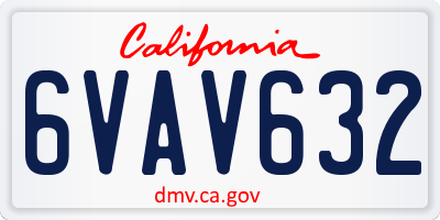 CA license plate 6VAV632