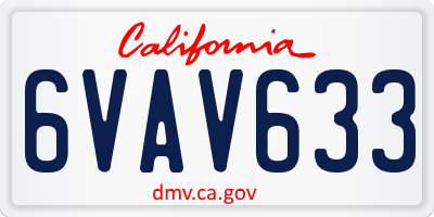 CA license plate 6VAV633