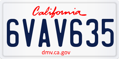CA license plate 6VAV635