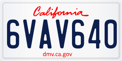 CA license plate 6VAV640