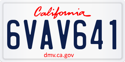 CA license plate 6VAV641