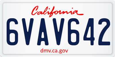 CA license plate 6VAV642