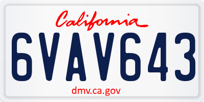 CA license plate 6VAV643