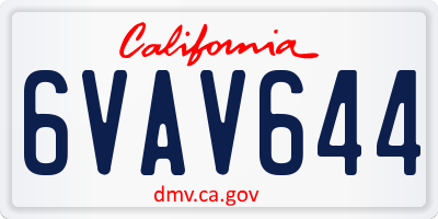 CA license plate 6VAV644