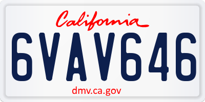 CA license plate 6VAV646
