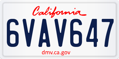 CA license plate 6VAV647