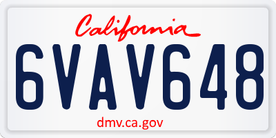CA license plate 6VAV648