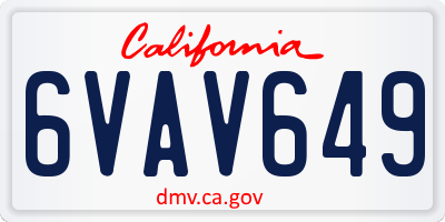 CA license plate 6VAV649