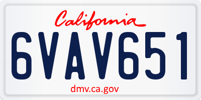 CA license plate 6VAV651