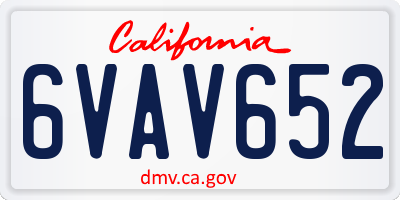 CA license plate 6VAV652