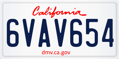CA license plate 6VAV654