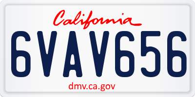 CA license plate 6VAV656