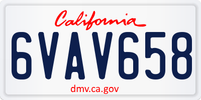 CA license plate 6VAV658