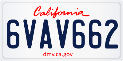 CA license plate 6VAV662