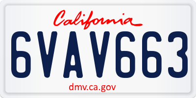 CA license plate 6VAV663