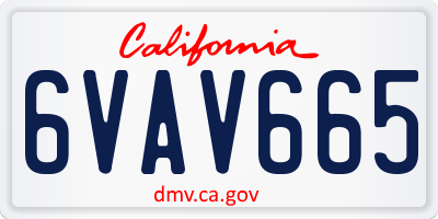CA license plate 6VAV665