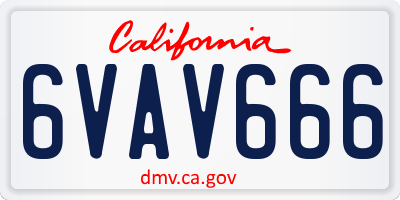 CA license plate 6VAV666