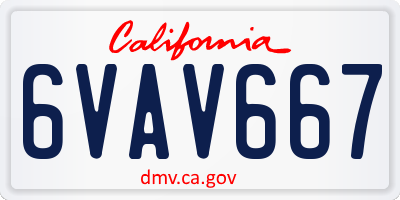 CA license plate 6VAV667