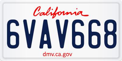CA license plate 6VAV668