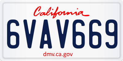 CA license plate 6VAV669