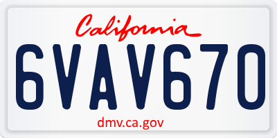 CA license plate 6VAV670