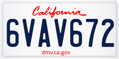CA license plate 6VAV672