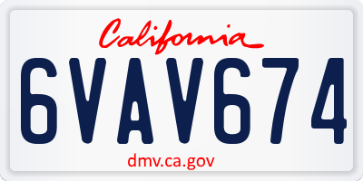 CA license plate 6VAV674