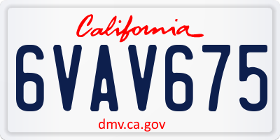 CA license plate 6VAV675