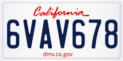 CA license plate 6VAV678