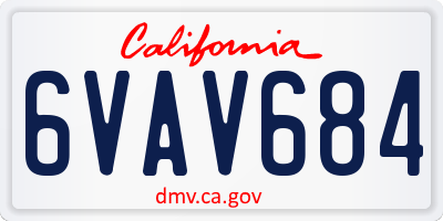 CA license plate 6VAV684