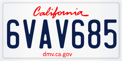 CA license plate 6VAV685