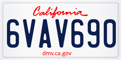 CA license plate 6VAV690