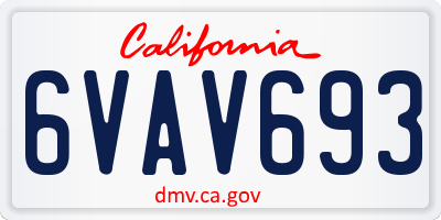 CA license plate 6VAV693