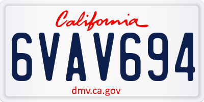 CA license plate 6VAV694
