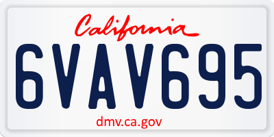 CA license plate 6VAV695