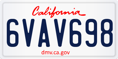 CA license plate 6VAV698