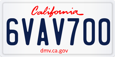 CA license plate 6VAV700