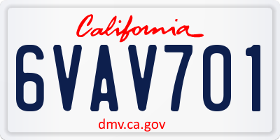 CA license plate 6VAV701