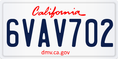 CA license plate 6VAV702
