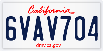 CA license plate 6VAV704