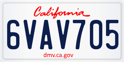 CA license plate 6VAV705