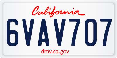 CA license plate 6VAV707