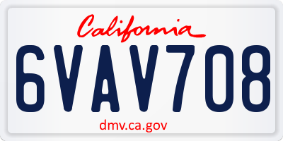 CA license plate 6VAV708