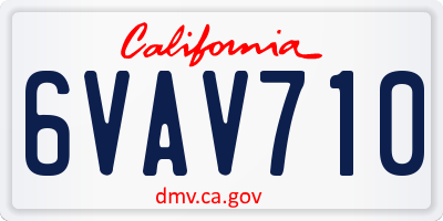 CA license plate 6VAV710