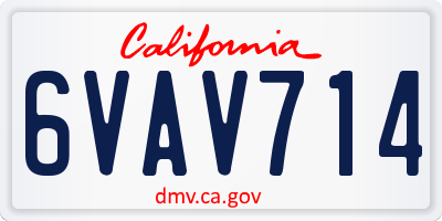 CA license plate 6VAV714