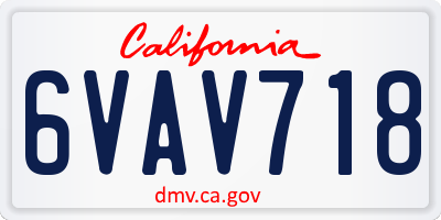 CA license plate 6VAV718