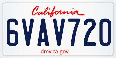 CA license plate 6VAV720